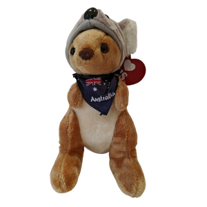 Kangaroo in Koala Hat Plush Toy