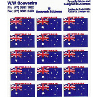 Mini Australian Flag Sticker Sheet - 15 Pack
