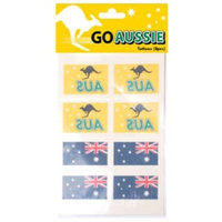 Green & Gold and Australian Flag Tattoos - 8 Pack