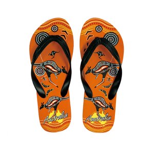 Orange Aboriginal Art - Thongs