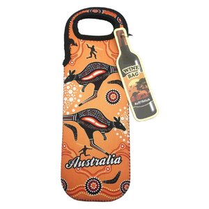 Orange Aboriginal Art - Wine Bottle Bag