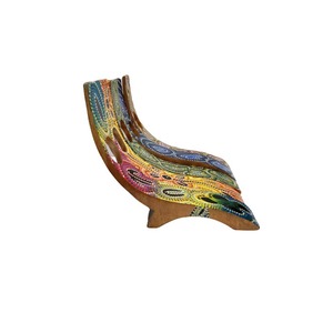Wooden Wine Bottle Holder with Stand - Aboriginal Dot Art