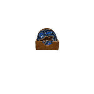 Wooden Aboriginal Dot Art Round  - 6 Coaster Set