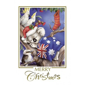 Santa Koala in Tree - Christmas Card