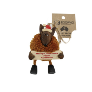 Kangaroo Pompom with Sign - Christmas Ornament