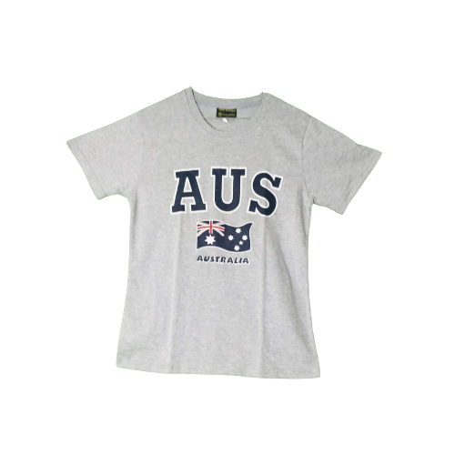 AUS with Australian Flag T-Shirt [Colour: Grey] [Size: S - Small]