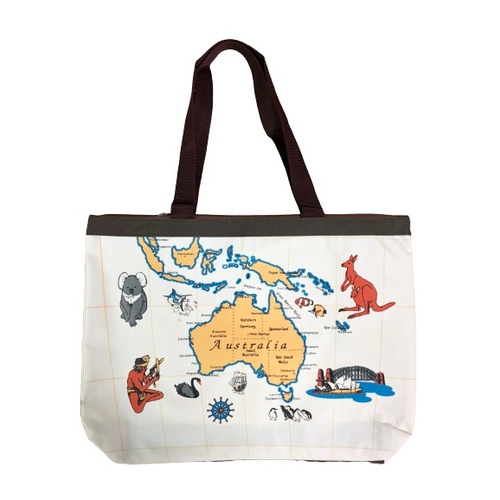 Large Shopping Bag - Australian Map with Icons