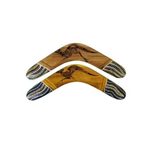 Boomerang - Aboriginal Dot & Burnt Art [Size: 6 Inch]
