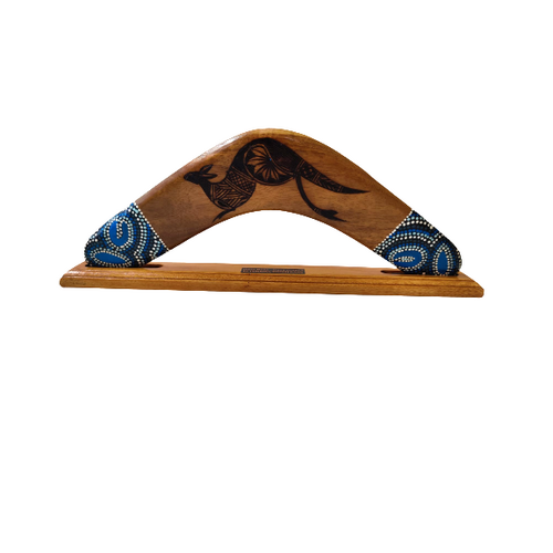 Boomerang with Stand - Kangaroo & Dot Art [Size: 12 inch]