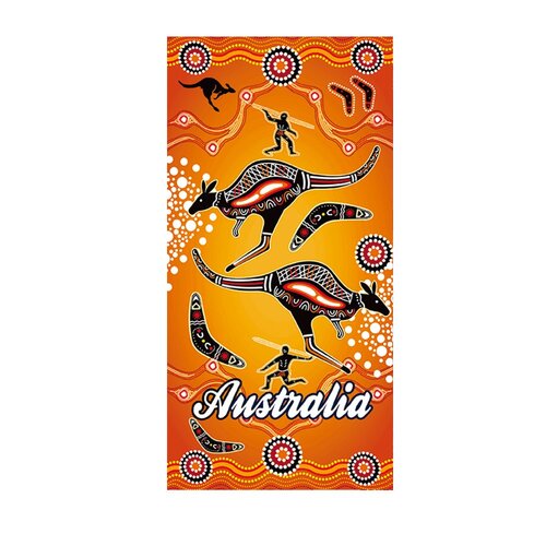 Orange Aboriginal Art Beach Towel