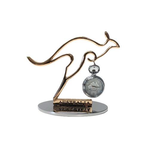 Golden Dangling Kangaroo Clock