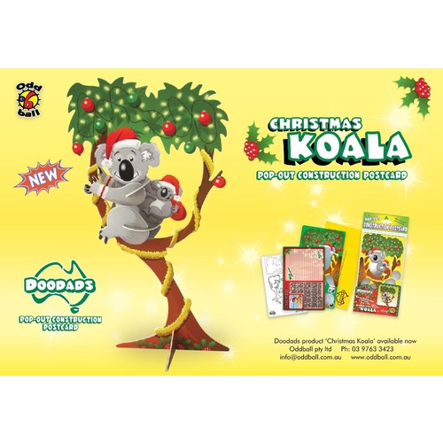 Christmas Koala Doodat Pop-Up 3D Construction Postcard
