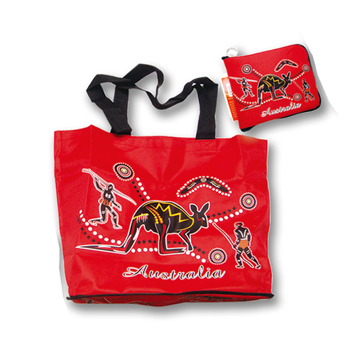 Red Aboriginal Art - Foldable Shopping Bag