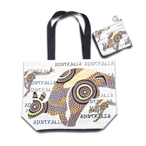 Biege Aboriginal Art - Foldable Shopping Bag