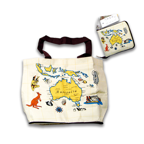 Australian Map with Icons - Foldable Shopping Bag