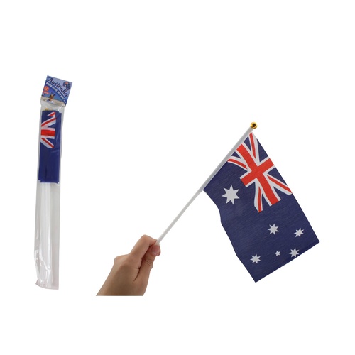 Australian Flag Hand Waver with Plastic Sticks - 4 Pack