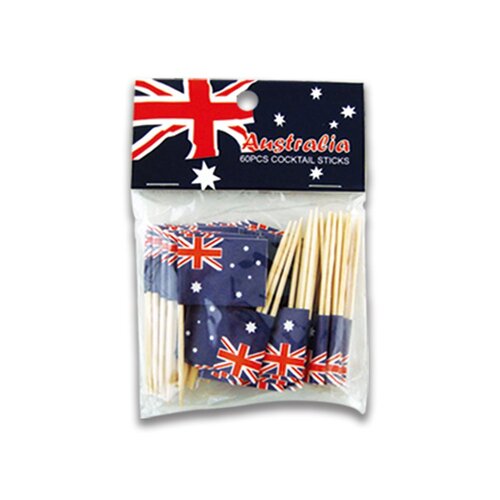 Australian Flag Cocktail Sticks/Toothpicks - 60 Pack