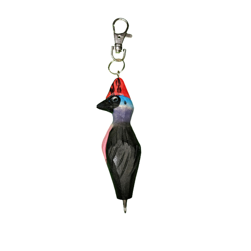 HAND CRAFTED KEYRING PEN - PEACOCK