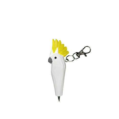 HAND CRAFTED KEYRING PEN - COCKATOO