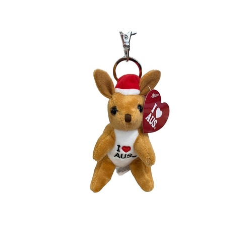 Christmas Plush Kangaroo Keyring