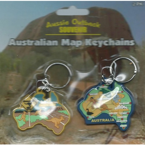 Australian Map Keyring No. 2 - 2 Pack