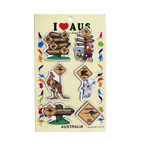  Assorted Road Signs - 6 Pack Magnet