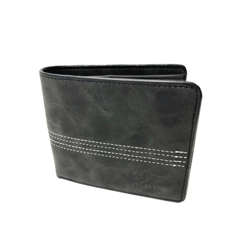 Black With Four Thread Lines - Mens Wallet