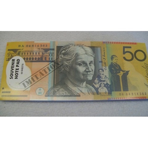 AUSTRALIAN 50 DOLLAR BANK NOTE DESIGN SOUVENIR NOTEPAD