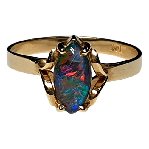 14kt Yellow Gold Ring With Natural Australian Opal