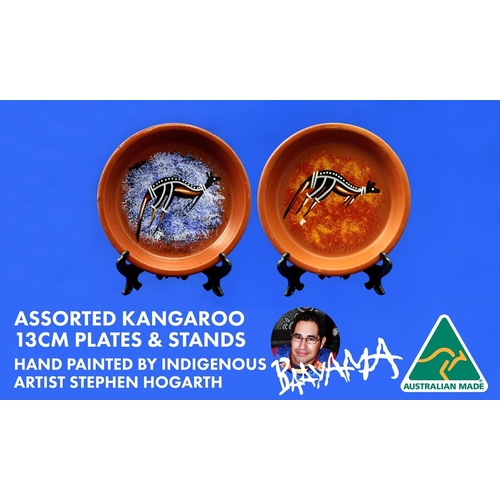 KANGAROO ABORIGINAL ART DESIGN PLATE - HAND PAINTED