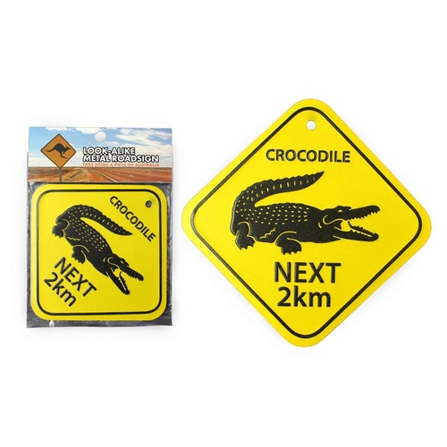'Crocodile Next 2 Km' Metal Roadsign Small