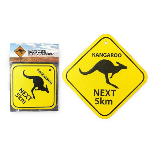 'Kangaroo Next 5 Km' Metal Roadsign Small
