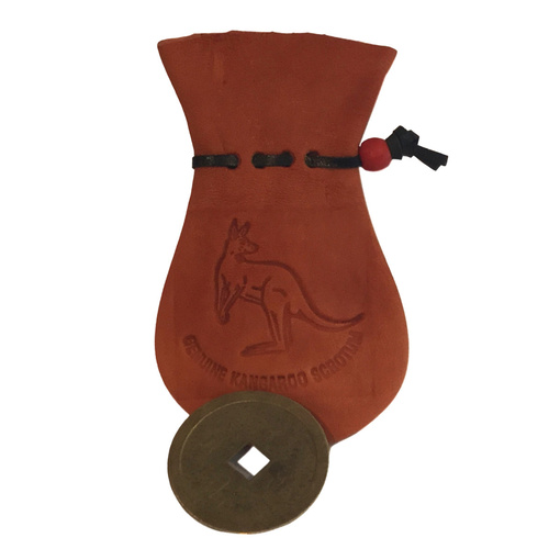 Australian Kangaroo Scrotum Coin Pouch with Chinese Dragon Coin