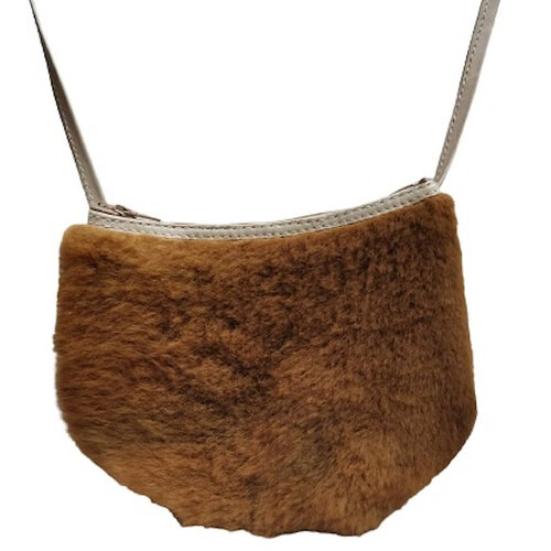 Kangaroo Fur  Zipper Crossbody Bag - Medium