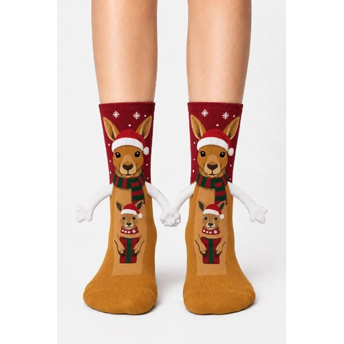 Santa Kangaroo with Magnet - Adult Socks