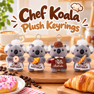 Meet Our Adorable Chef Koala Plush Keyrings – Collect All 4!